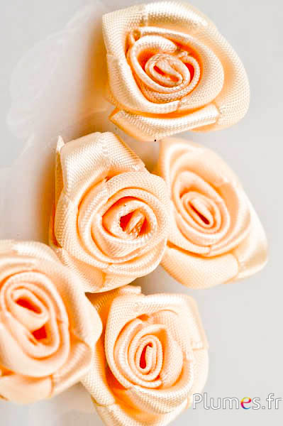 Fleurs en Satin - diam. 2 cm - abricot